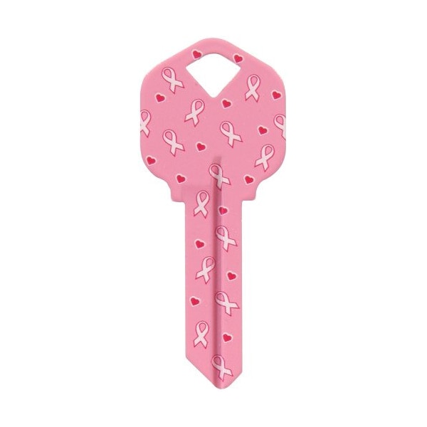 Hillman Breast Cancer Awareness Pink Ribbon House/Office Key Blank KW1 Single For Universal, PK6 87514 - main